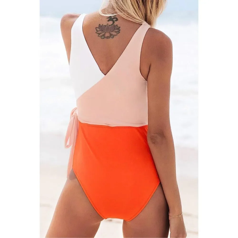 Cupshe NWT size M Color Block Side-Tie One-Piece Swimsuit